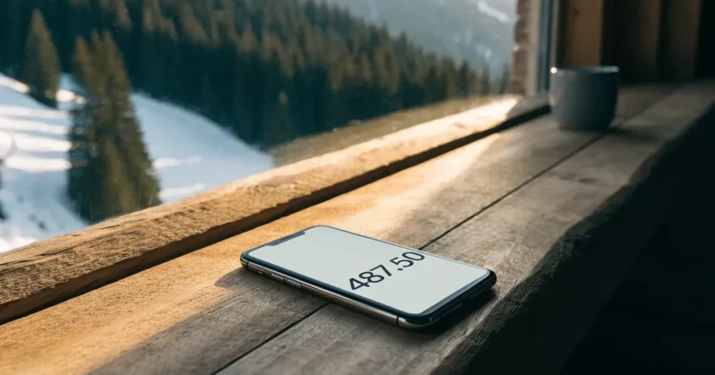 Ein frisch präparierter Hang mit Slalomstangen in einer Reihe im ersten Morgenlicht, Schneespuren im Hang und Berge im Hintergrund.