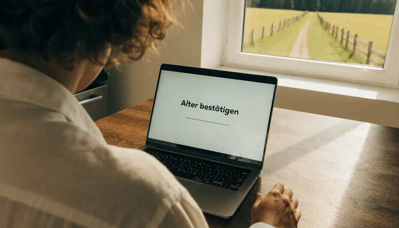 Ein Holzzaun trennt zwei Wiesen entlang eines Feldwegs, dahinter ein Waldrand im diffusen Morgenlicht.