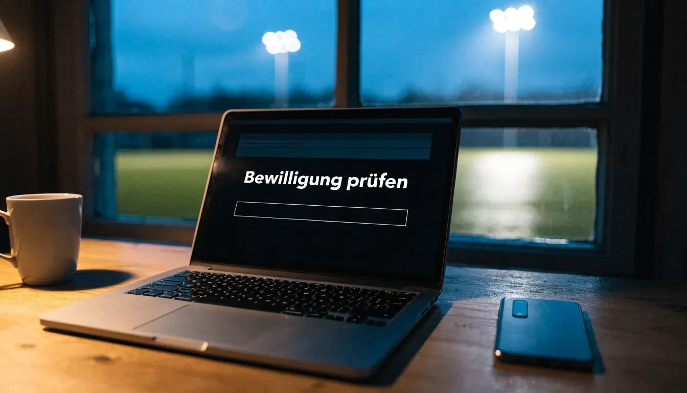 Hohe Flutlichtmasten ragen nachts über einen leeren Trainingsplatz, der Rasen glänzt im weissen Licht.